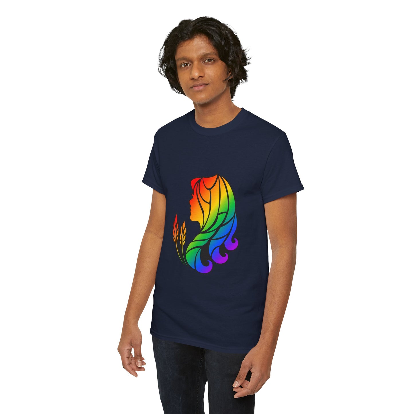 Virgo Zodiac Heavy Cotton Tee | Unisex Astrology Shirt, Classic Rainbow, Image Only