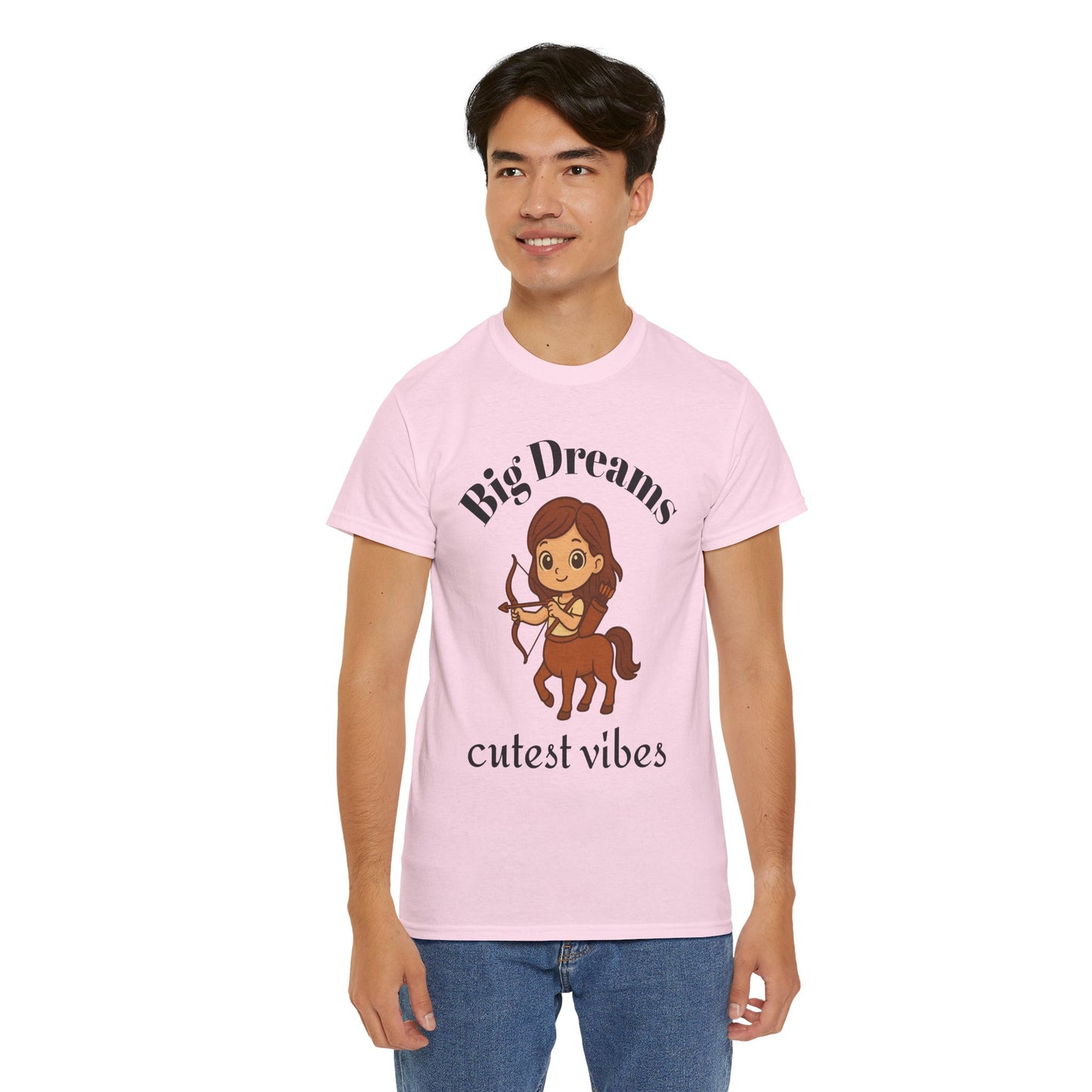 Big Dreams, Cutest Vibes - Adorable Sagittarius Zodiac T-Shirt | Astrology Graphic Tee with Cartoon Centaur