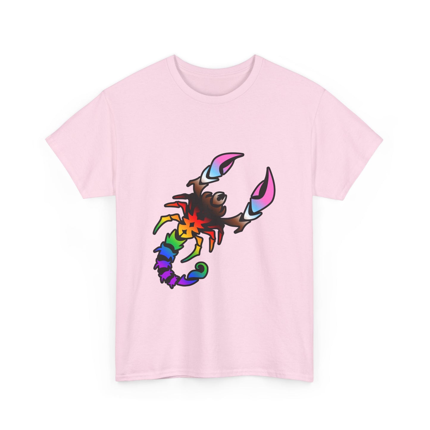 Scorpio Zodiac Heavy Cotton Tee | Unisex Astrology Shirt, Progress Pride Flag Colors, Image Only