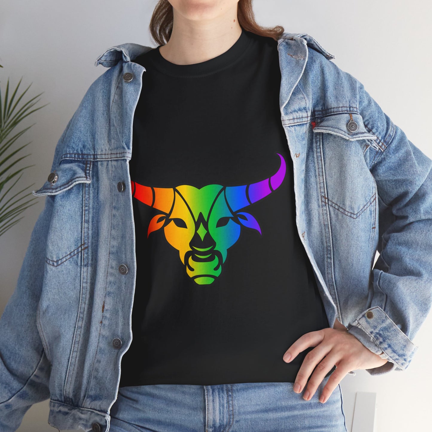 Taurus Zodiac Heavy Cotton Tee | Unisex Astrology Shirt, Classic Rainbow, Image Only