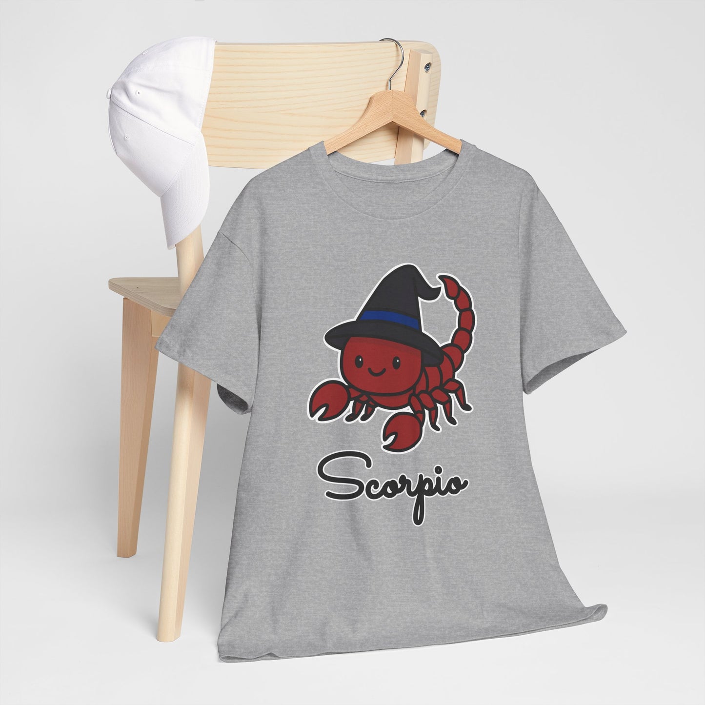 Scorpio Astrology T-Shirt – Cute Cartoon Scorpion with Witch's Hat Zodiac Graphic Tee