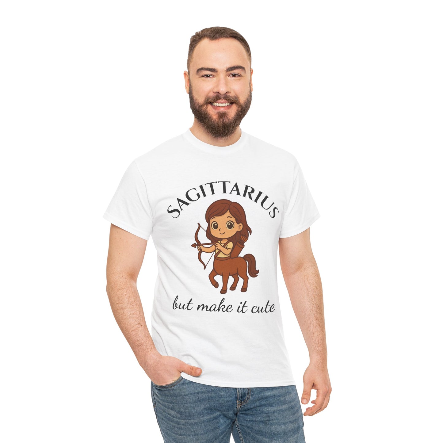 Sagittarius But Make It Cute - Adorable Zodiac T-Shirt | Astrology Graphic Tee with Cartoon Centaur