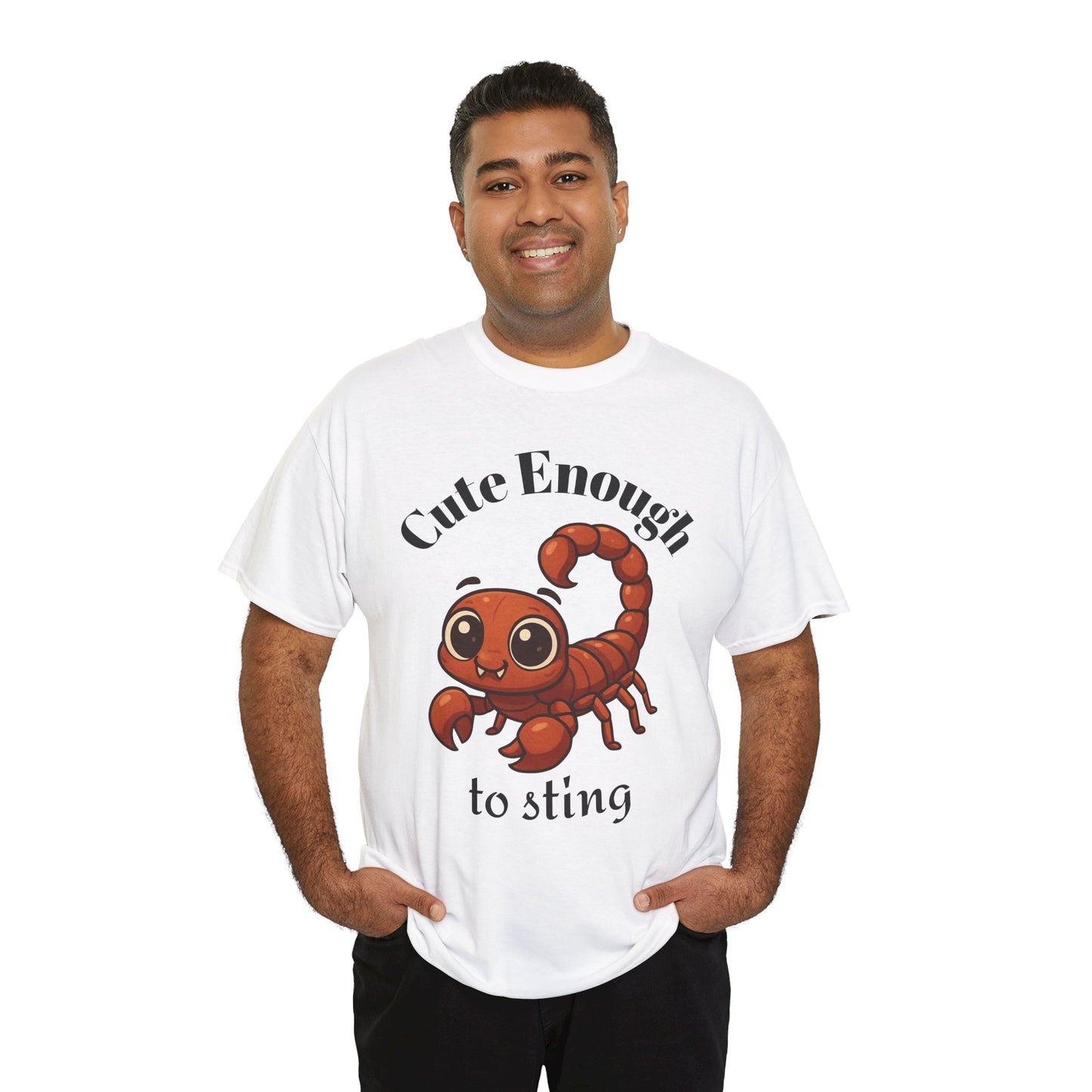 Cute Enough to Sting - Adorable Scorpio Zodiac T-Shirt | Astrology Graphic Tee with Cartoon Scorpion