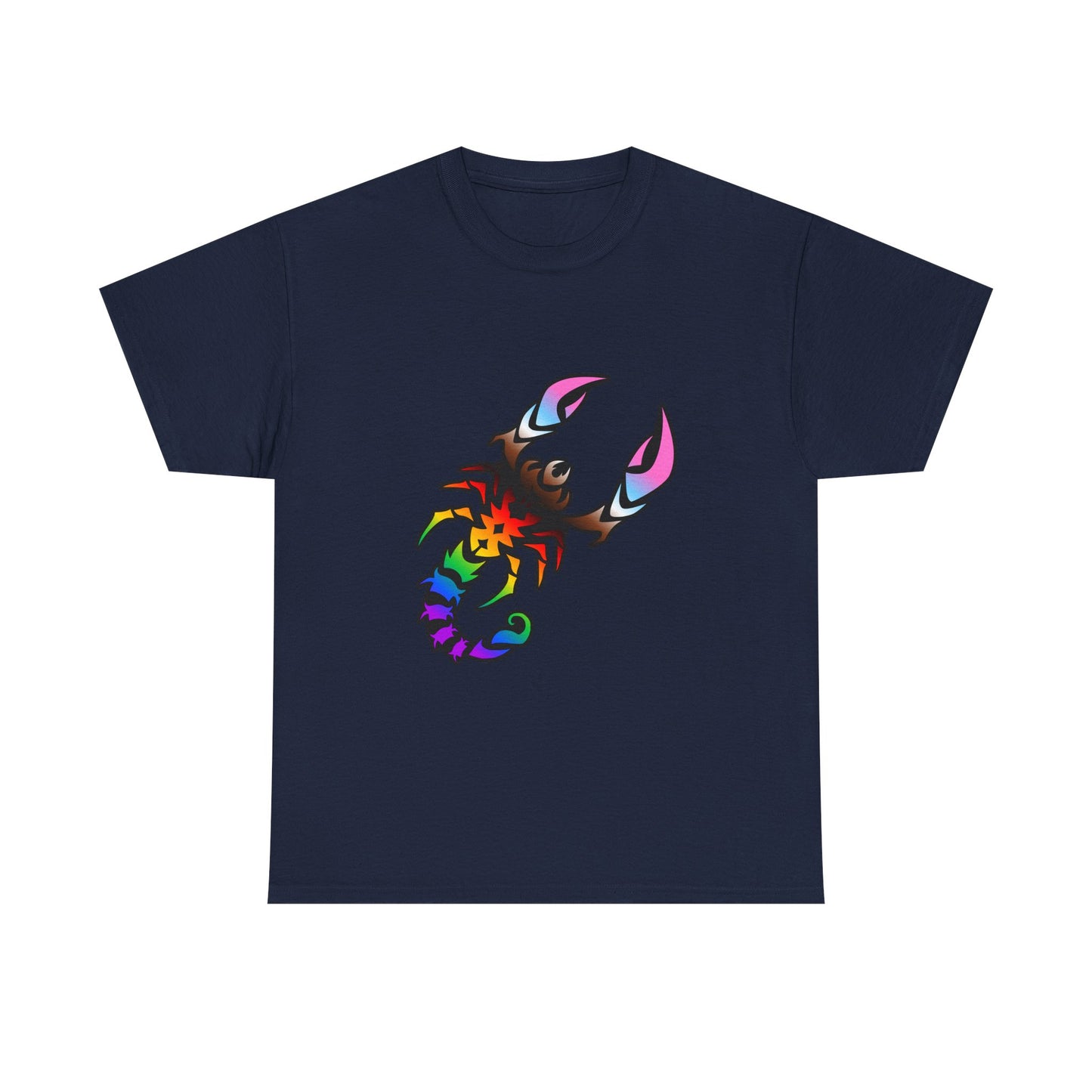 Scorpio Zodiac Heavy Cotton Tee | Unisex Astrology Shirt, Progress Pride Flag Colors, Image Only