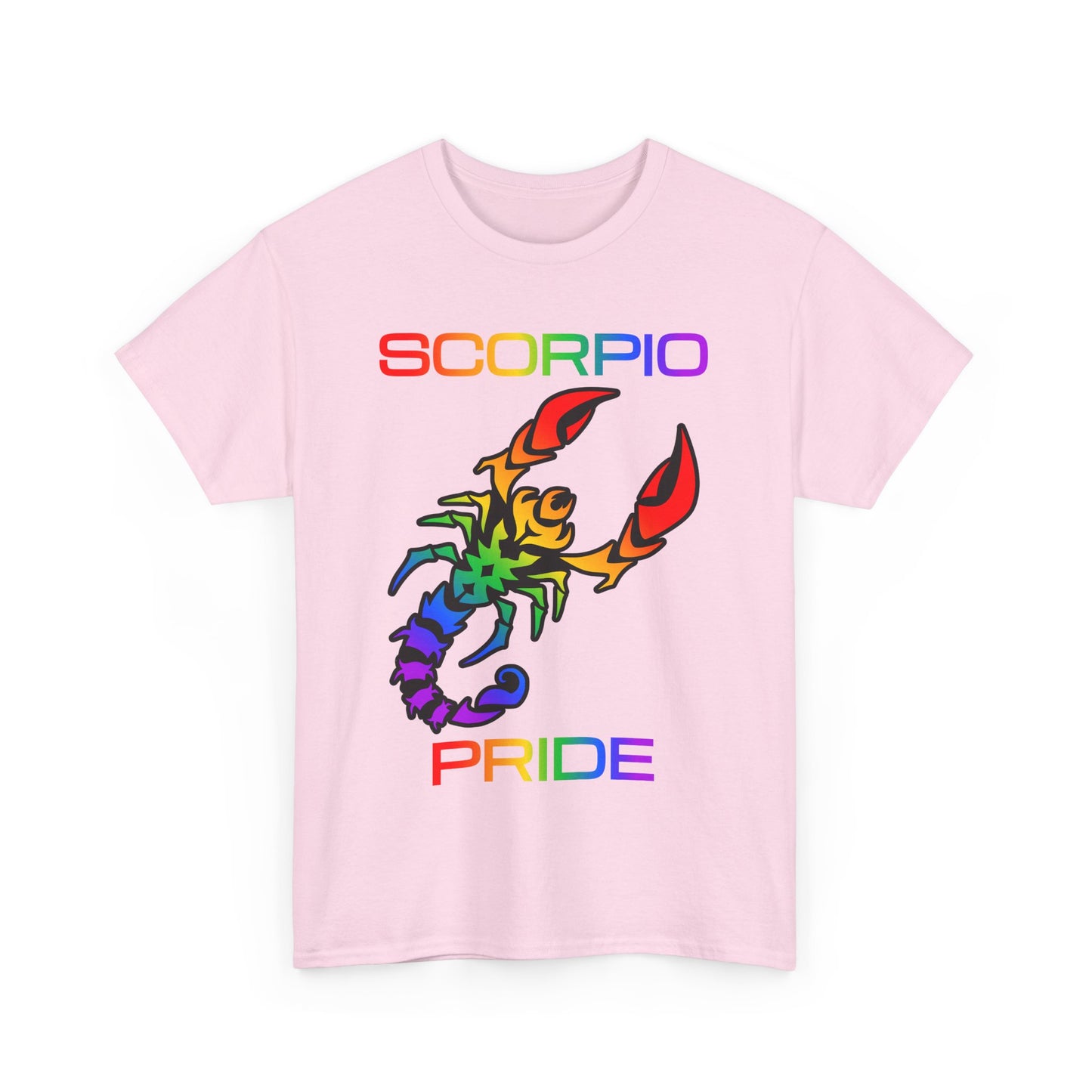Scorpio Zodiac Heavy Cotton Tee | Unisex Astrology Shirt, Classic Rainbow, Image with Text