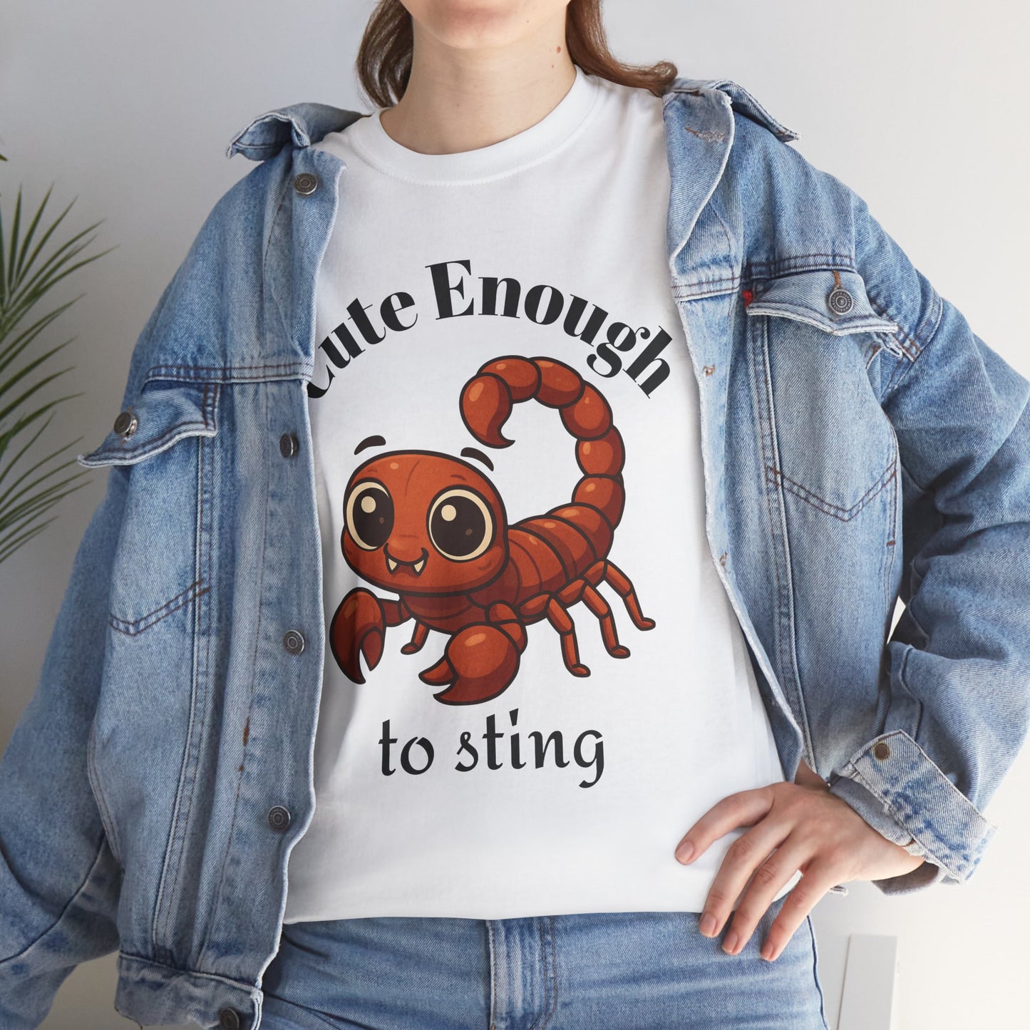 Cute Enough to Sting - Adorable Scorpio Zodiac T-Shirt | Astrology Graphic Tee with Cartoon Scorpion