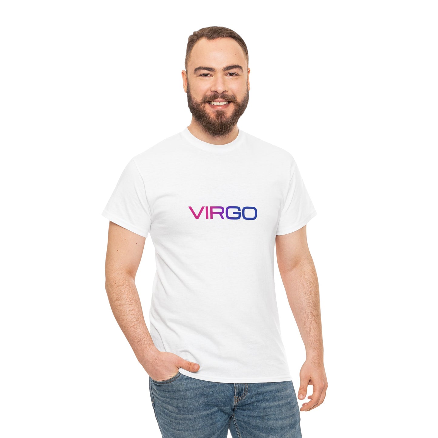 Virgo Zodiac Heavy Cotton Tee | Unisex Astrology Shirt, Bisexual Flag Colors, Text Only