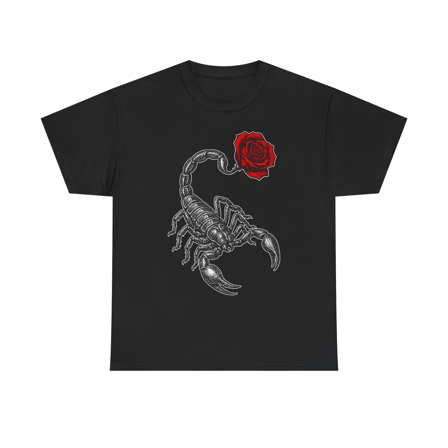 Scorpio Zodiac Heavy Cotton Tee | Unisex Astrology Shirt, Gothic Rose Image