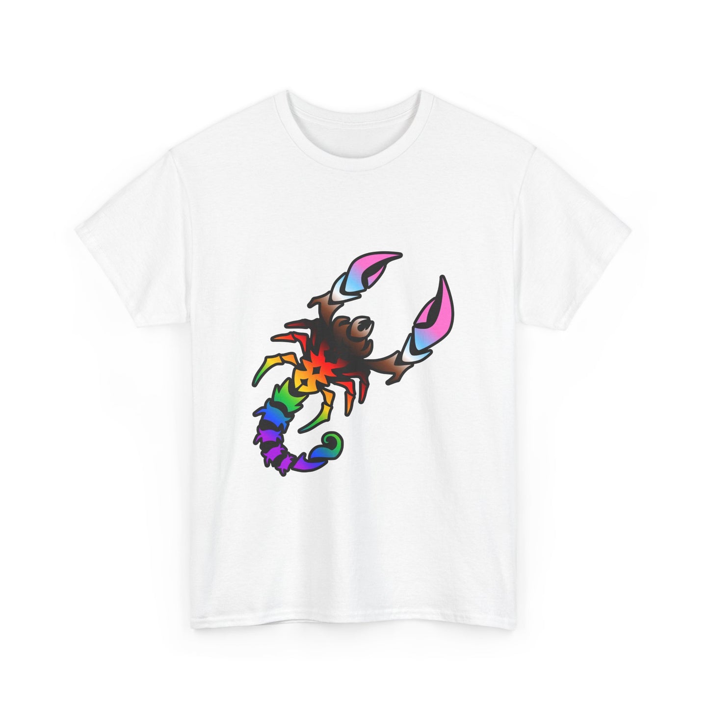 Scorpio Zodiac Heavy Cotton Tee | Unisex Astrology Shirt, Progress Pride Flag Colors, Image Only
