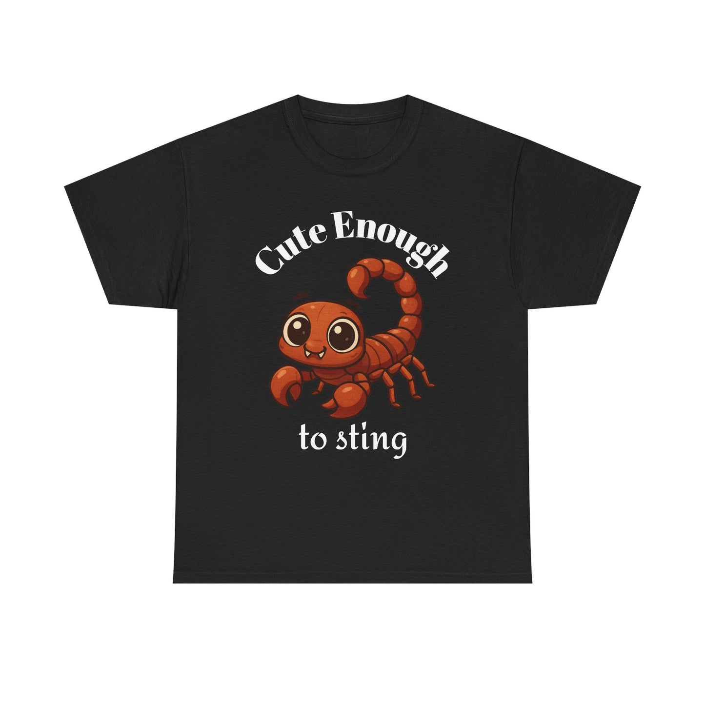 Cute Enough to Sting - Adorable Scorpio Zodiac T-Shirt | Astrology Graphic Tee with Cartoon Scorpion