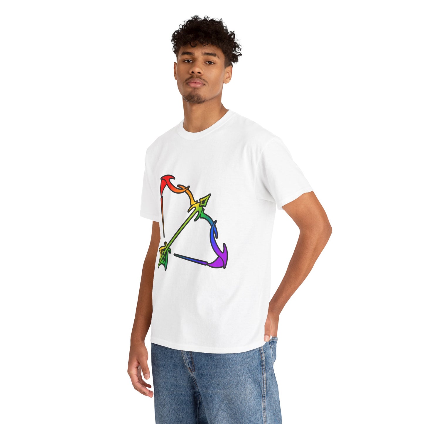 Sagittarius Zodiac Heavy Cotton Tee | Unisex Astrology Shirt, Classic Rainbow, Image Only
