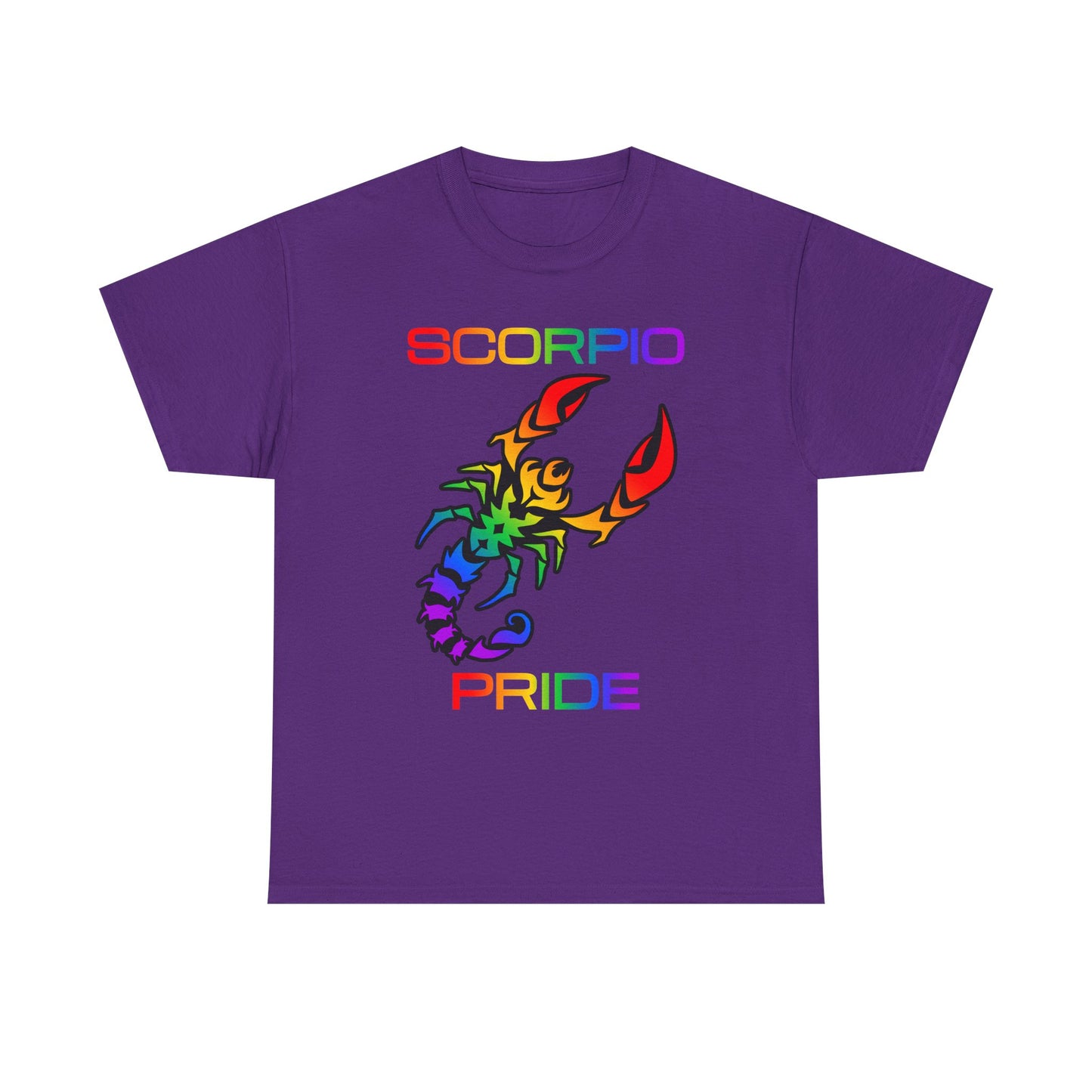 Scorpio Zodiac Heavy Cotton Tee | Unisex Astrology Shirt, Classic Rainbow, Image with Text