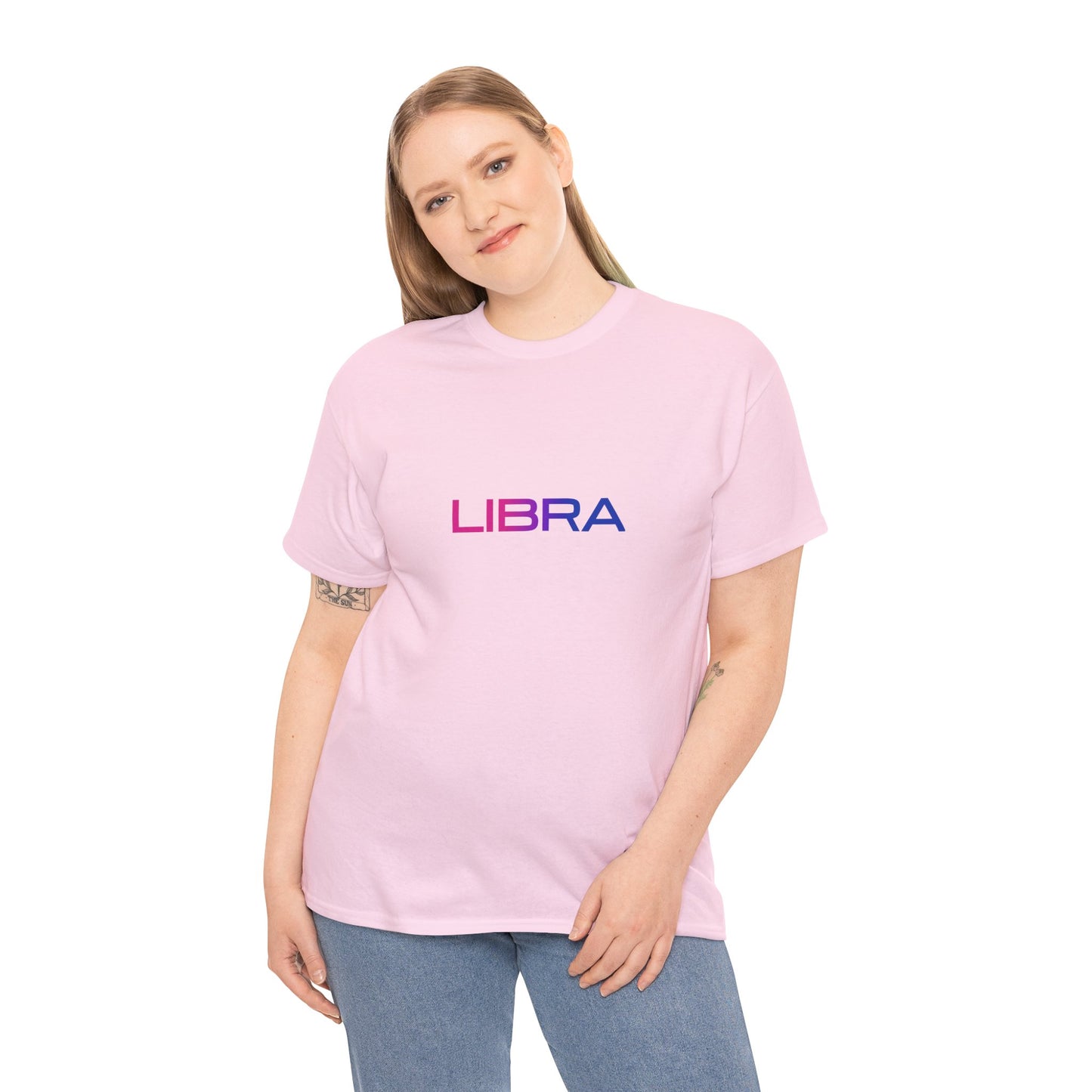 Libra Zodiac Heavy Cotton Tee | Unisex Astrology Shirt, Bisexual Flag Colors, Text Only