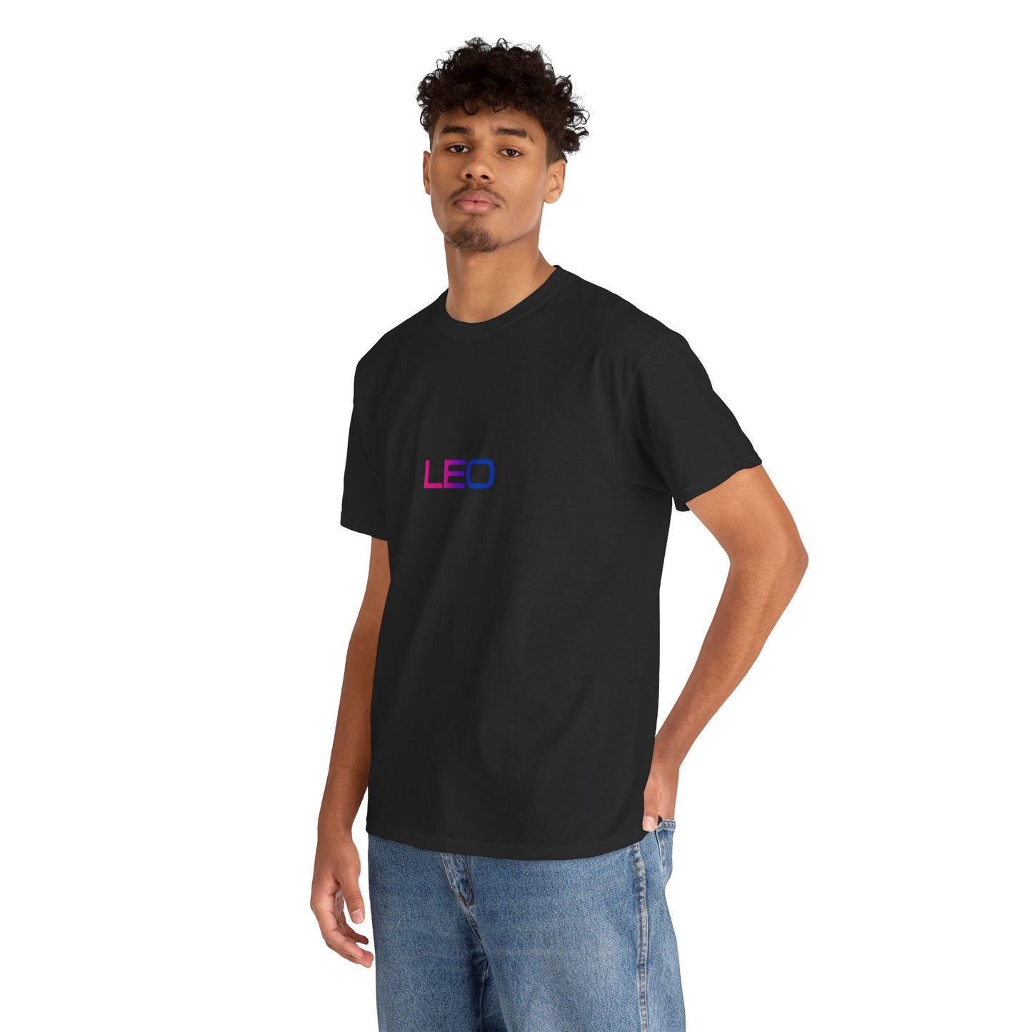 Leo Zodiac Heavy Cotton Tee | Unisex Astrology Shirt, Bisexual Flag Colors, Text Only