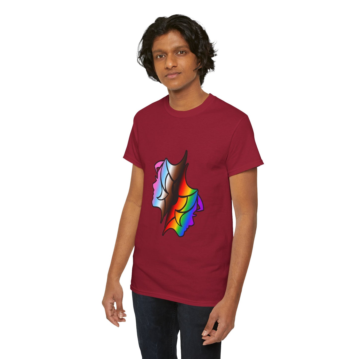 Gemini Zodiac Heavy Cotton Tee | Unisex Astrology Shirt, Progress Pride Flag Colors, Image Only