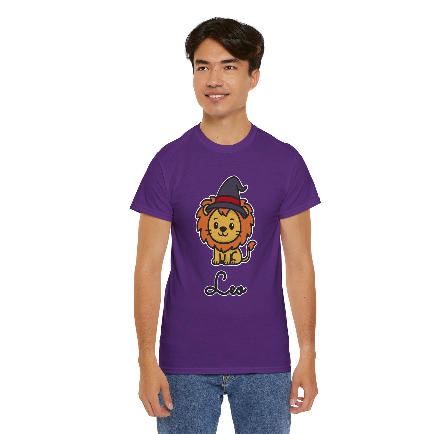 Leo Astrology T-Shirt – Cute Cartoon Lion in Witch Hat Zodiac Graphic Tee