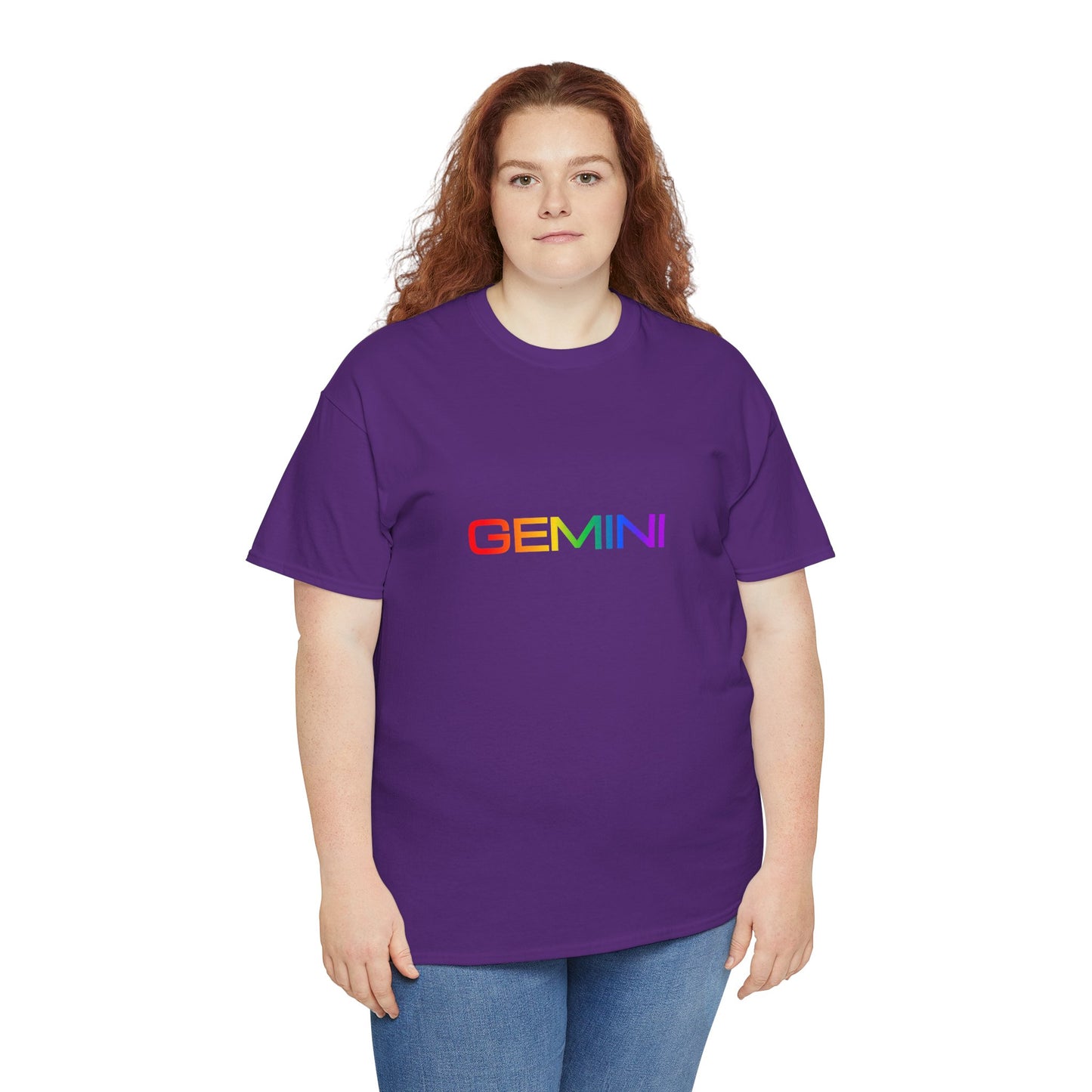 Gemini Zodiac Heavy Cotton Tee | Unisex Astrology Shirt, Classic Rainbow, Text Only