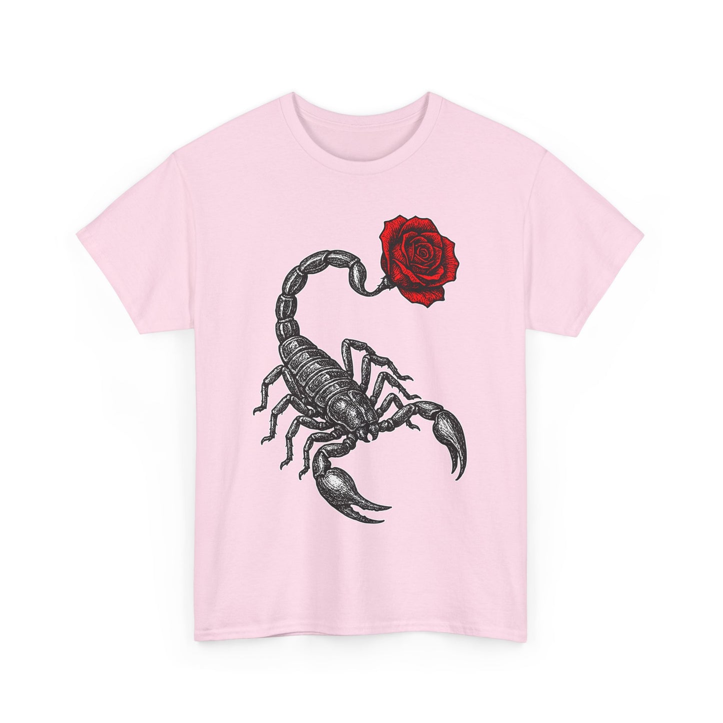 Scorpio Zodiac Heavy Cotton Tee | Unisex Astrology Shirt, Gothic Rose Image