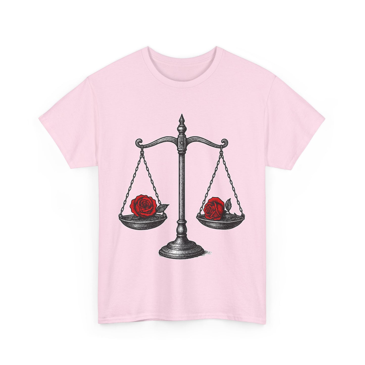 Libra Zodiac Heavy Cotton Tee | Unisex Astrology Shirt, Gothic Rose Image