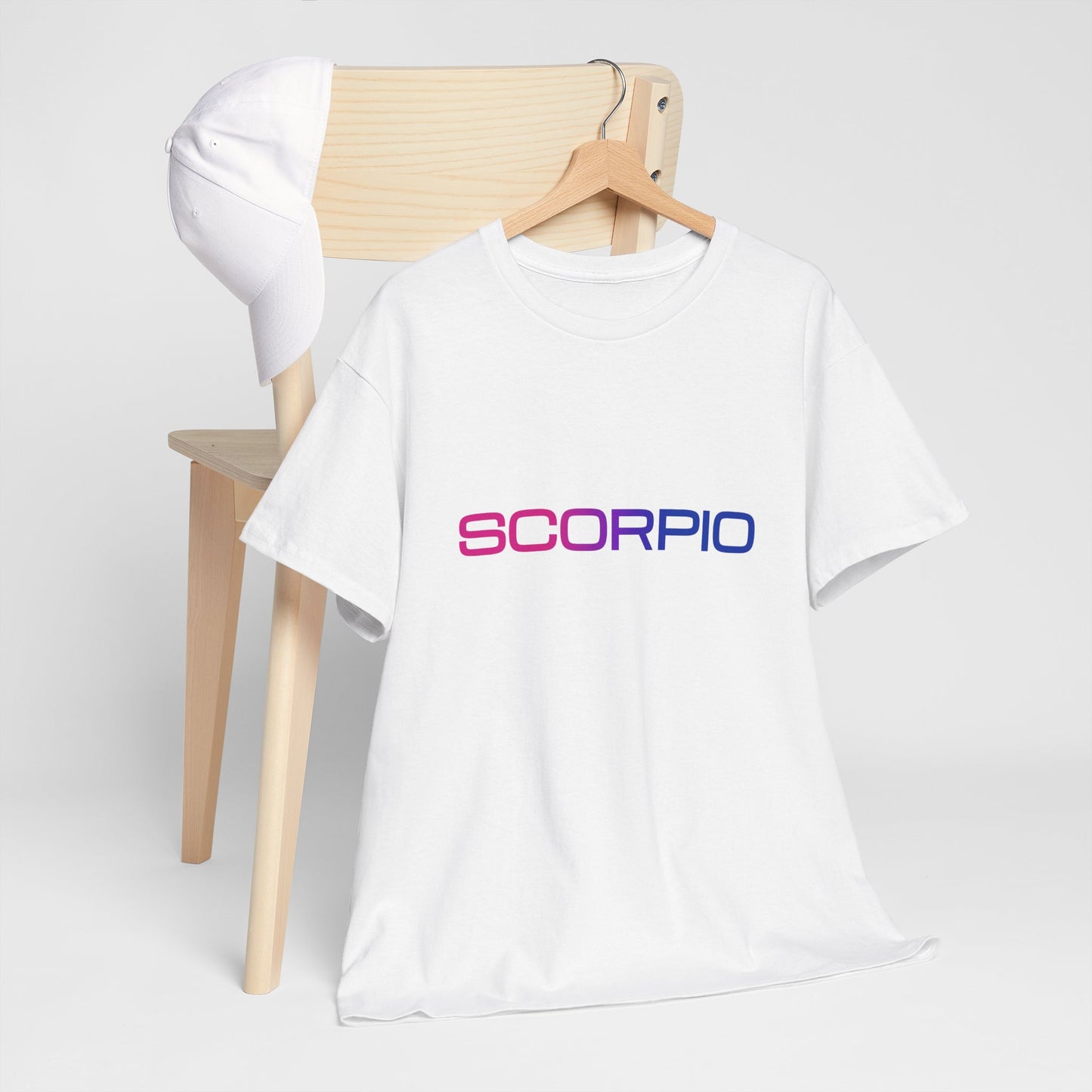 Scorpio Zodiac Heavy Cotton Tee | Unisex Astrology Shirt, Bisexual Flag Colors, Text Only
