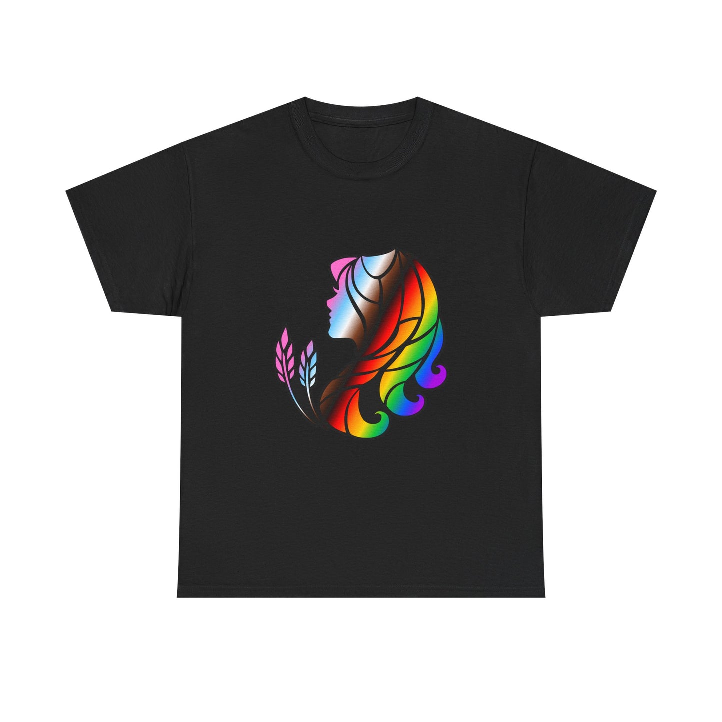 Virgo Zodiac Heavy Cotton Tee | Unisex Astrology Shirt, Progress Pride Flag Colors, Image Only