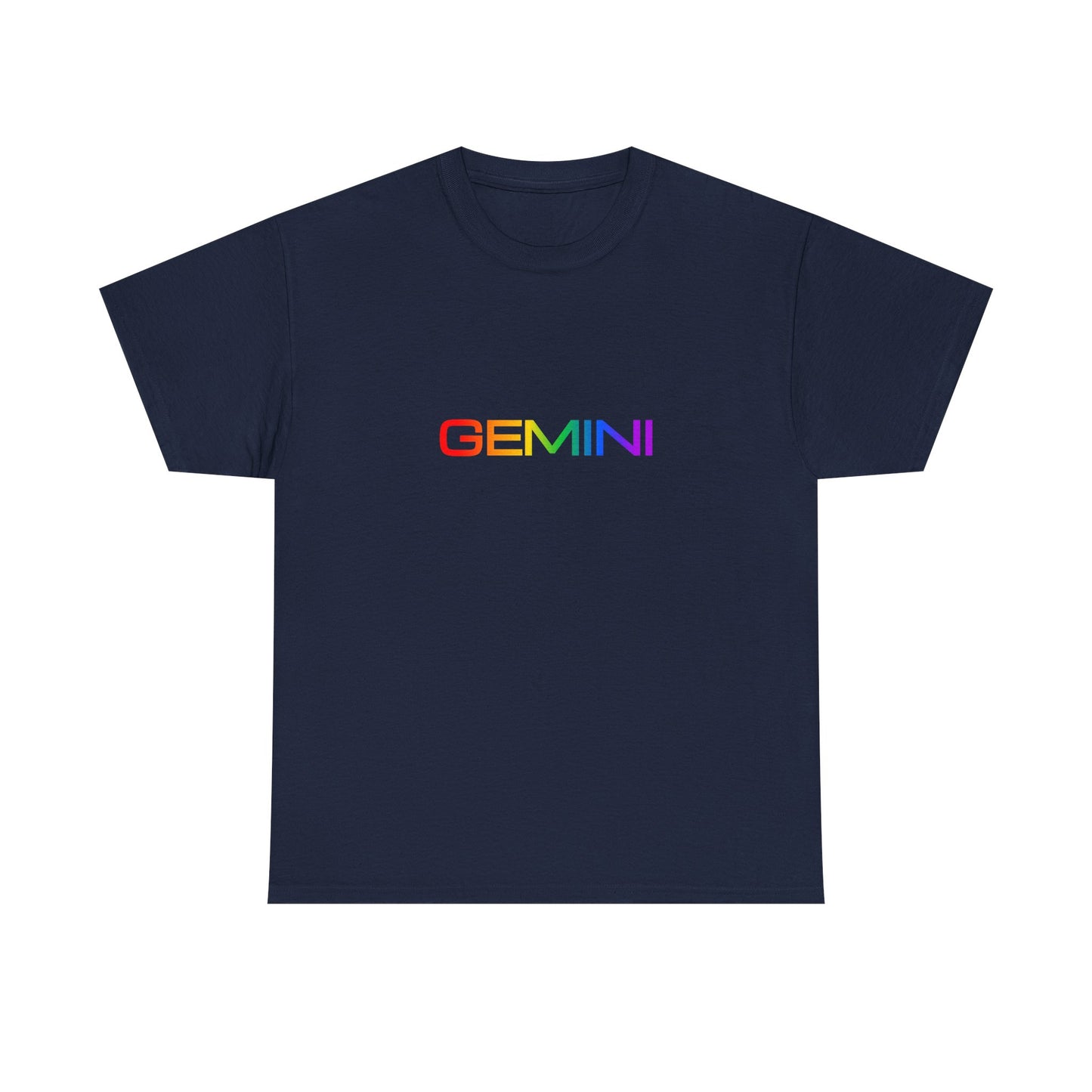 Gemini Zodiac Heavy Cotton Tee | Unisex Astrology Shirt, Classic Rainbow, Text Only