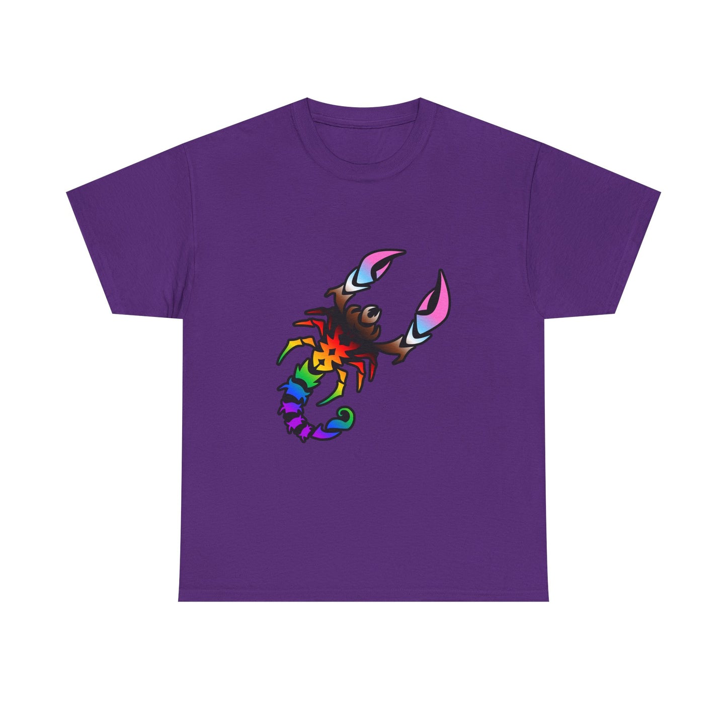 Scorpio Zodiac Heavy Cotton Tee | Unisex Astrology Shirt, Progress Pride Flag Colors, Image Only