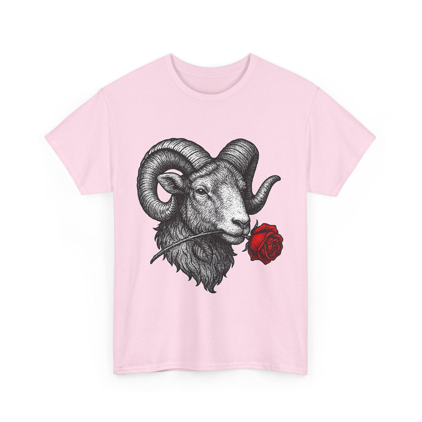 Aries Zodiac Heavy Cotton Tee | Unisex Astrology Shirt, Gothic Rose Image