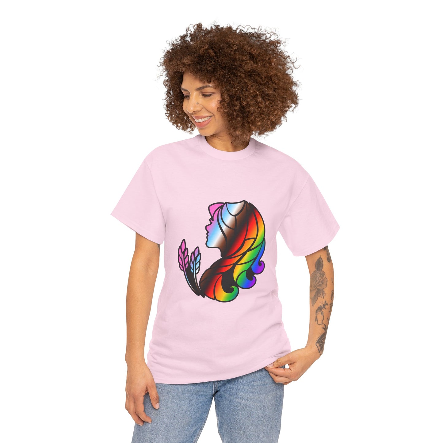 Virgo Zodiac Heavy Cotton Tee | Unisex Astrology Shirt, Progress Pride Flag Colors, Image Only