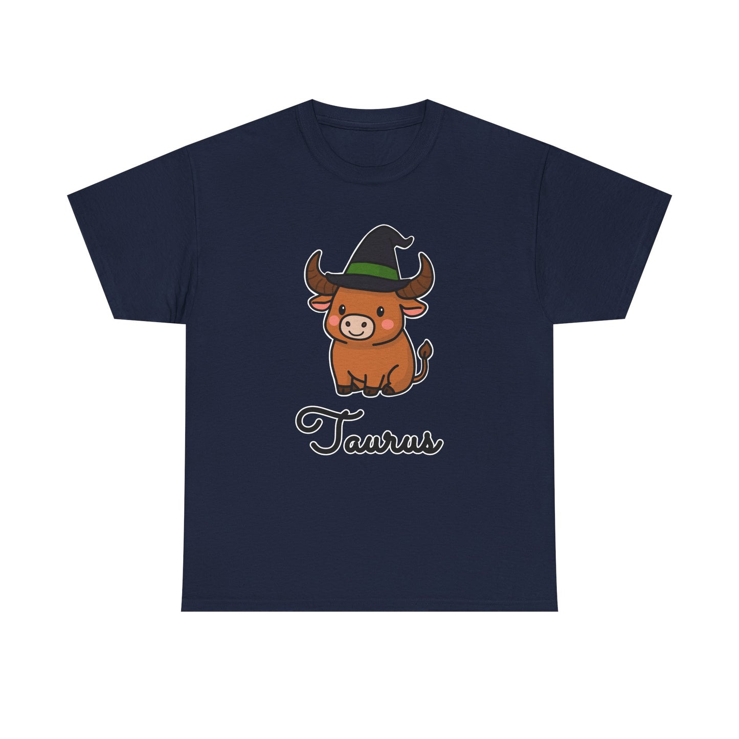 Taurus Astrology T-Shirt – Cute Cartoon Bull in Witch Hat Zodiac Graphic Tee