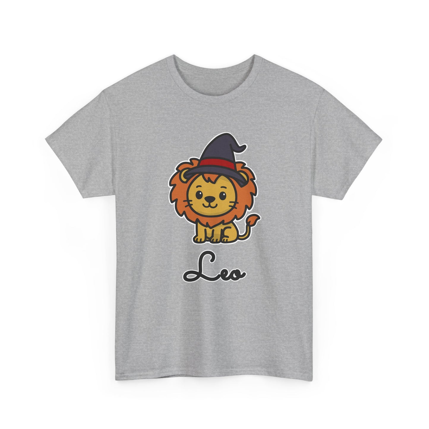 Leo Astrology T-Shirt – Cute Cartoon Lion in Witch Hat Zodiac Graphic Tee