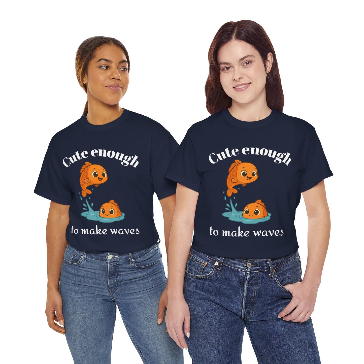 Cute Enough to Make Waves - Adorable Pisces Zodiac T-Shirt | Astrology Graphic Tee with Cartoon Fish