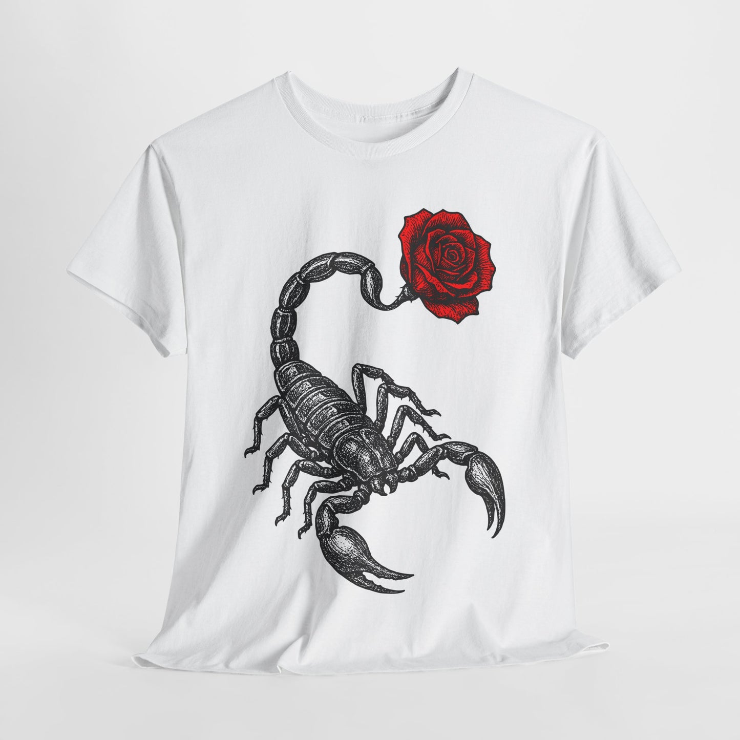 Scorpio Zodiac Heavy Cotton Tee | Unisex Astrology Shirt, Gothic Rose Image