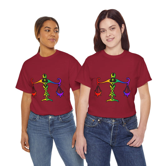 Libra Zodiac Heavy Cotton Tee | Unisex Astrology Shirt, Classic Rainbow, Image Only