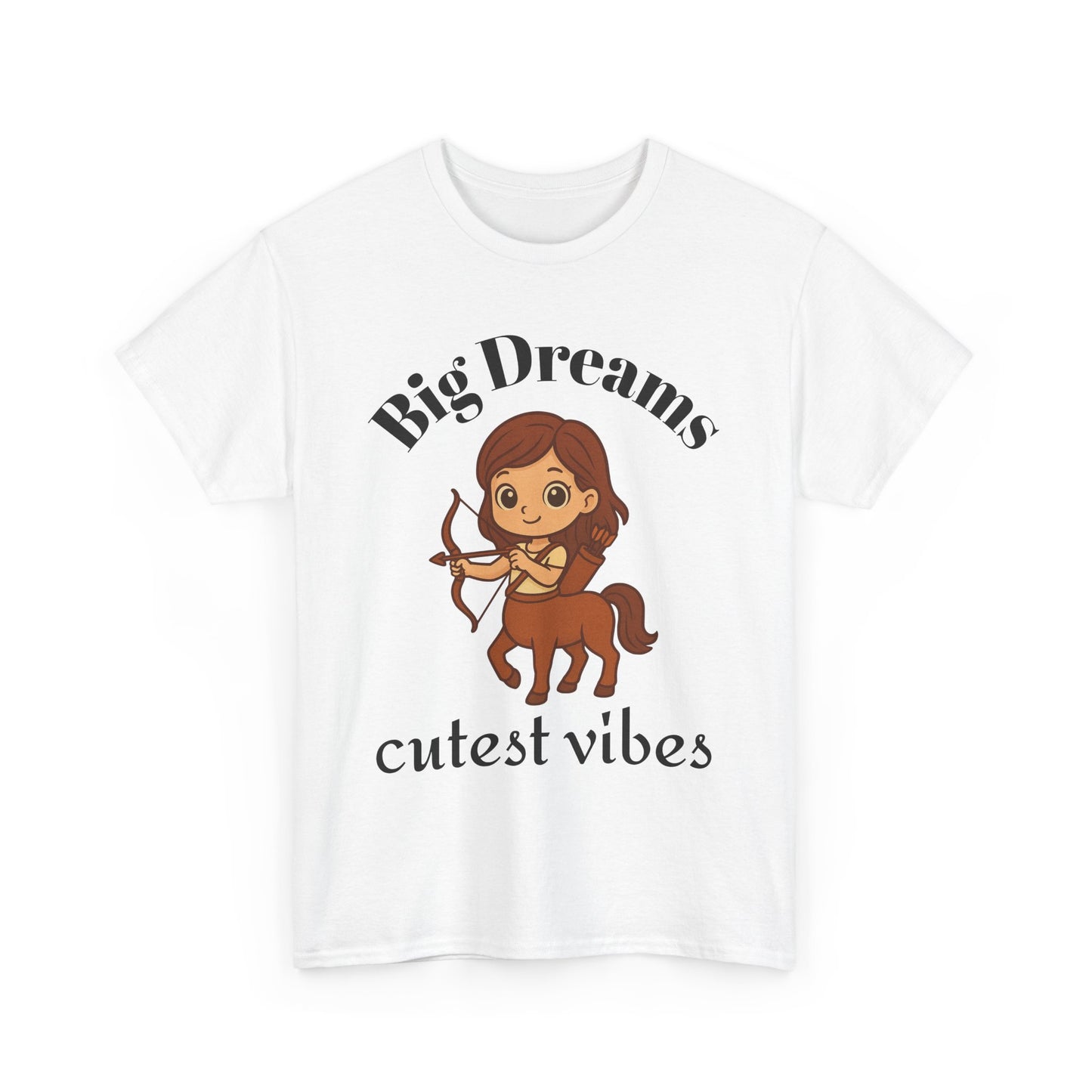 Big Dreams, Cutest Vibes - Adorable Sagittarius Zodiac T-Shirt | Astrology Graphic Tee with Cartoon Centaur