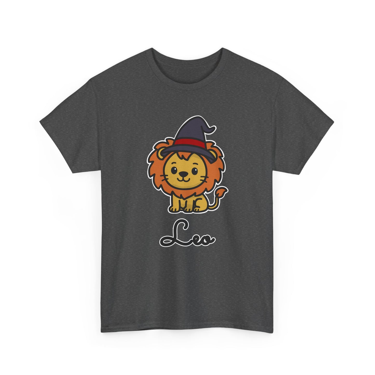 Leo Astrology T-Shirt – Cute Cartoon Lion in Witch Hat Zodiac Graphic Tee