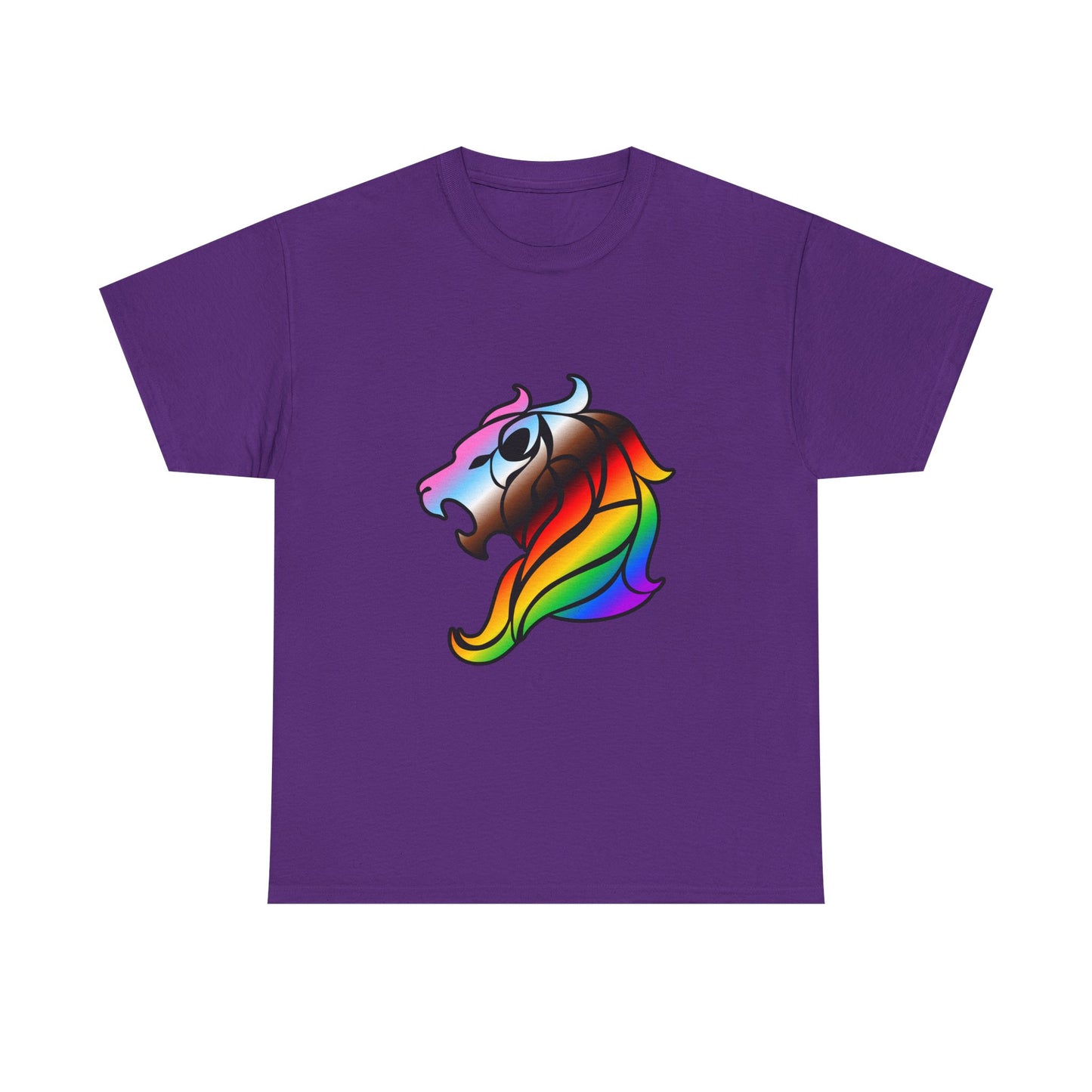 Leo Zodiac Heavy Cotton Tee | Unisex Astrology Shirt, Progress Pride Flag Colors, Image Only