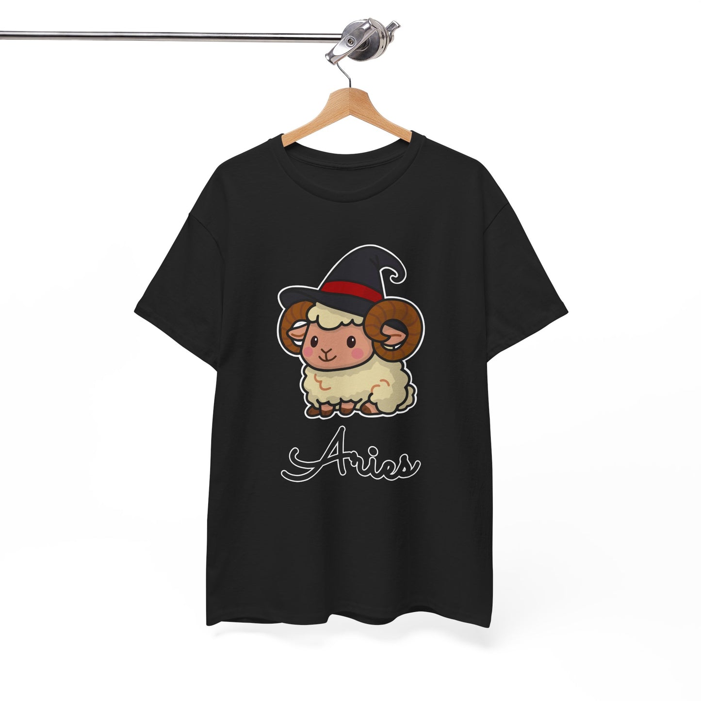Aries Astrology T-Shirt – Cute Cartoon Ram in Witch Hat Zodiac Graphic Tee