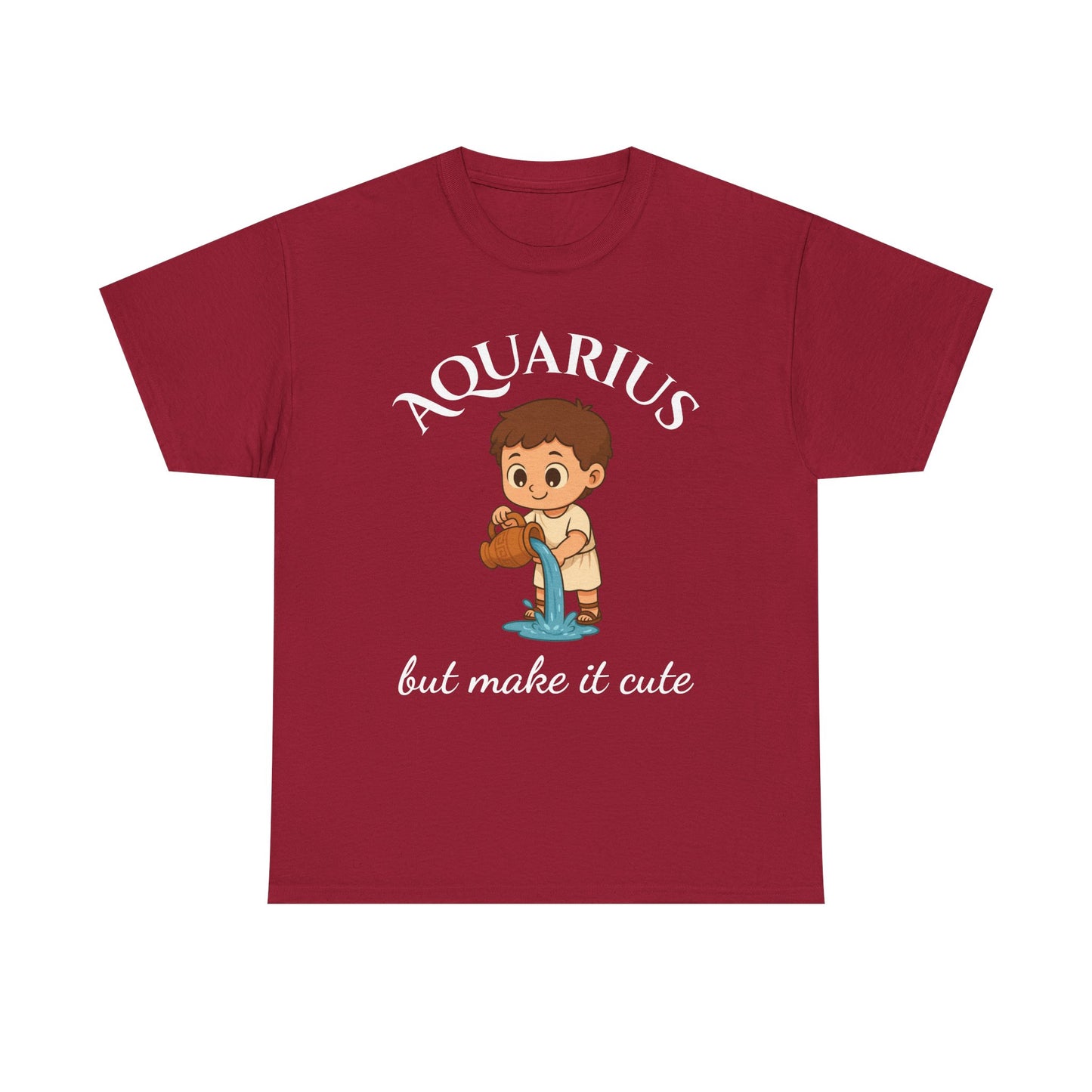Aquarius But Make It Cute - Adorable Zodiac T-Shirt | Astrology Graphic Tee with Cartoon Water Bearer