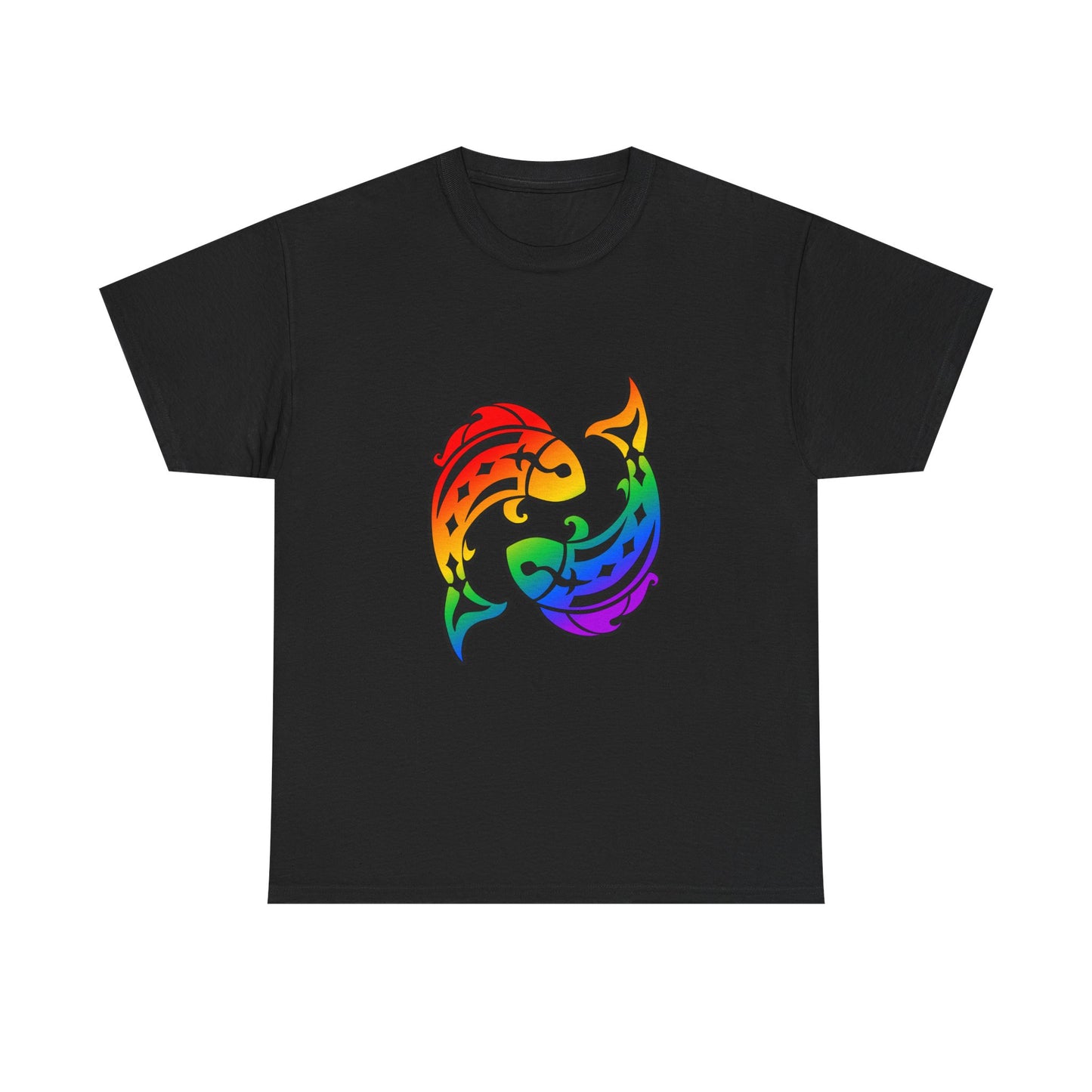 Pisces Zodiac Heavy Cotton Tee | Unisex Astrology Shirt, Classic Rainbow, Image Only
