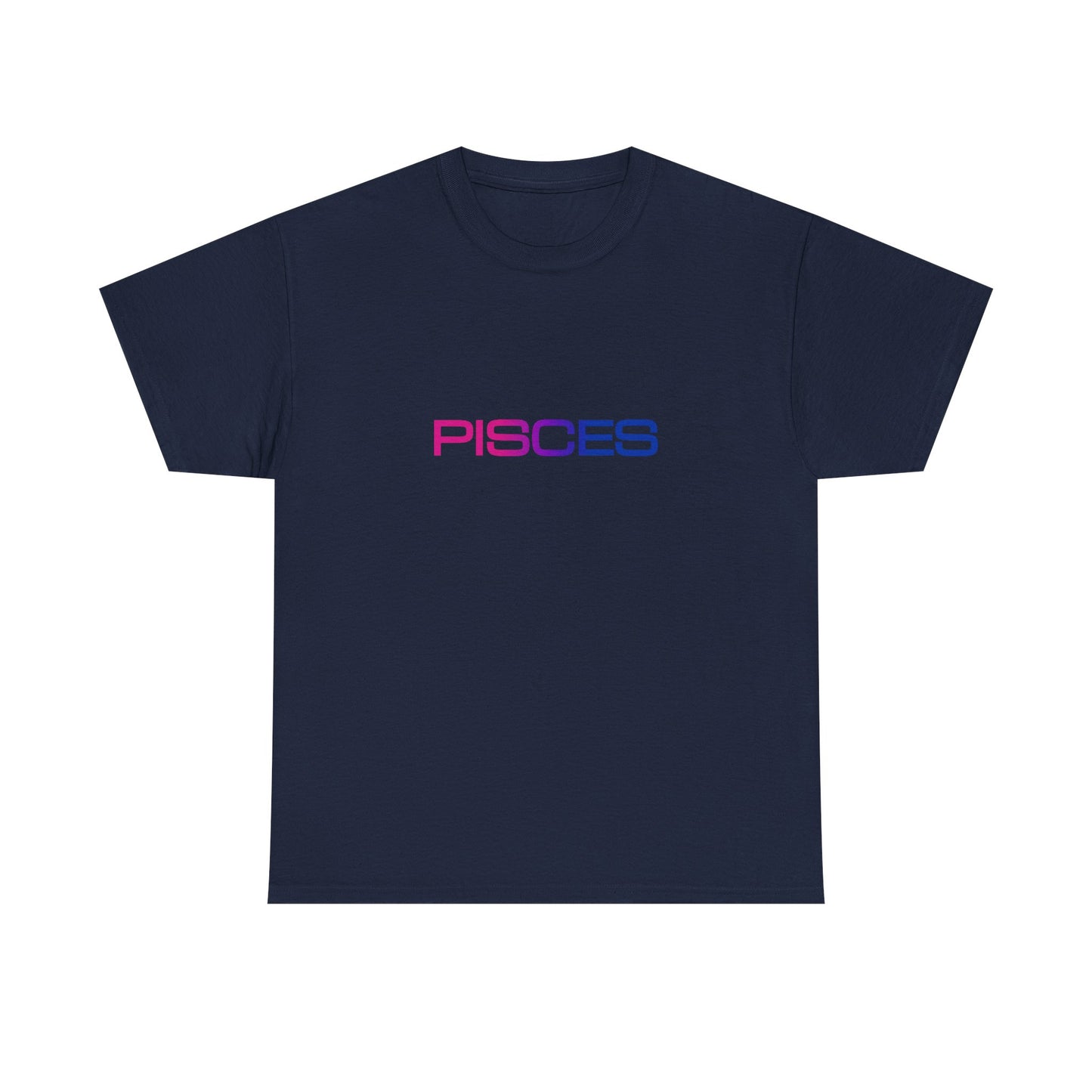 Pisces Zodiac Heavy Cotton Tee | Unisex Astrology Shirt, Bisexual Flag Colors, Text Only