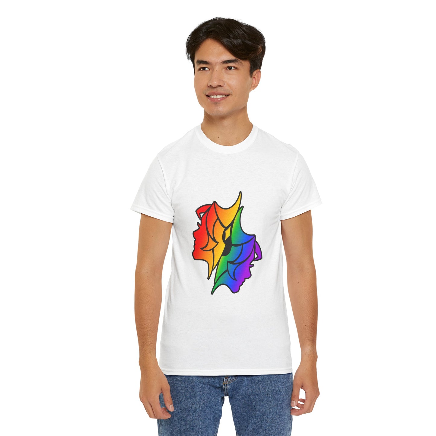 Gemini Zodiac Heavy Cotton Tee | Unisex Astrology Shirt, Classic Rainbow, Image Only