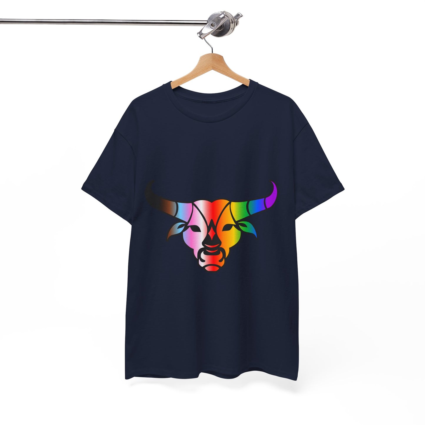 Taurus Zodiac Heavy Cotton Tee | Unisex Astrology Shirt, Progress Pride Flag Colors, Image Only