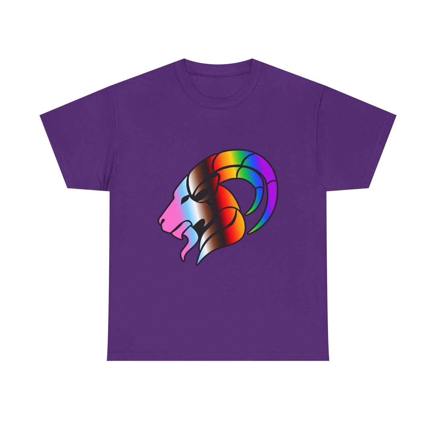 Capricorn Zodiac Heavy Cotton Tee | Unisex Astrology Shirt, Progress Pride Flag Colors, Image Only
