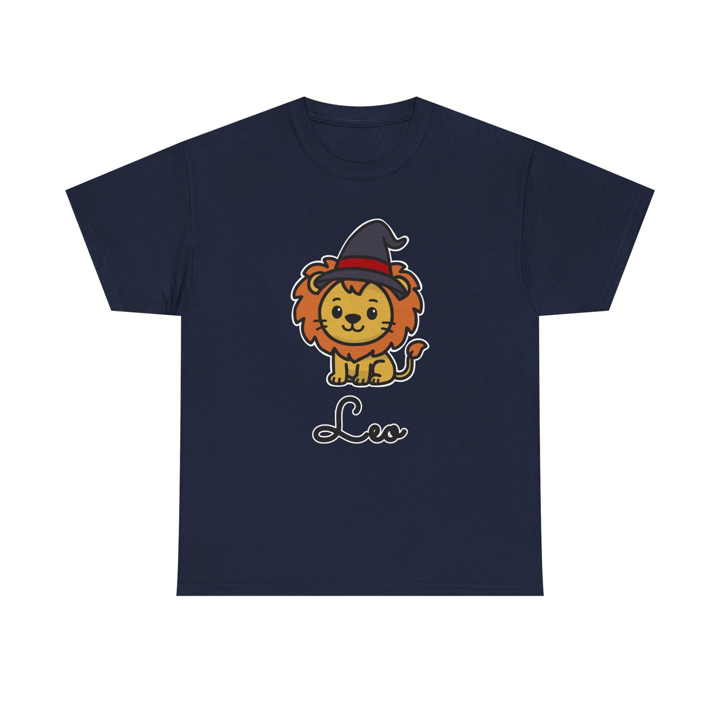 Leo Astrology T-Shirt – Cute Cartoon Lion in Witch Hat Zodiac Graphic Tee