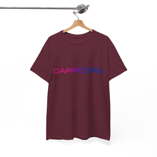 Capricorn Zodiac Heavy Cotton Tee | Unisex Astrology Shirt, Bisexual Flag Colors, Text Only