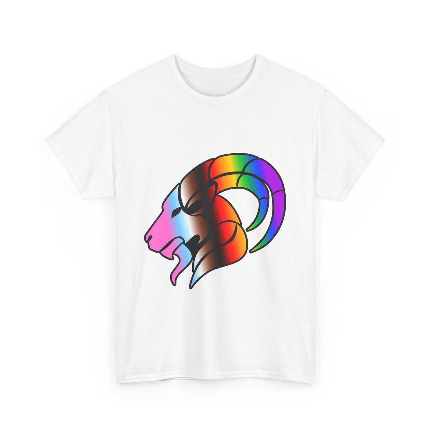 Capricorn Zodiac Heavy Cotton Tee | Unisex Astrology Shirt, Progress Pride Flag Colors, Image Only