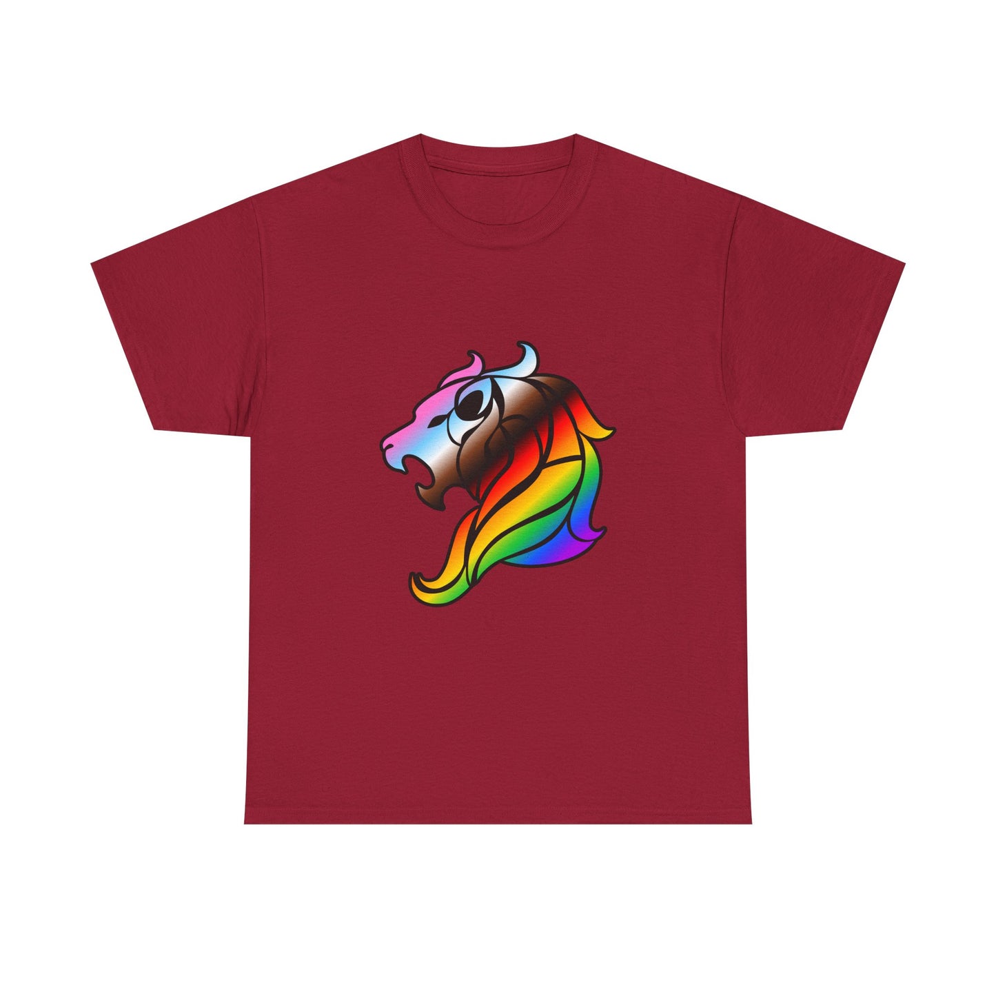 Leo Zodiac Heavy Cotton Tee | Unisex Astrology Shirt, Progress Pride Flag Colors, Image Only