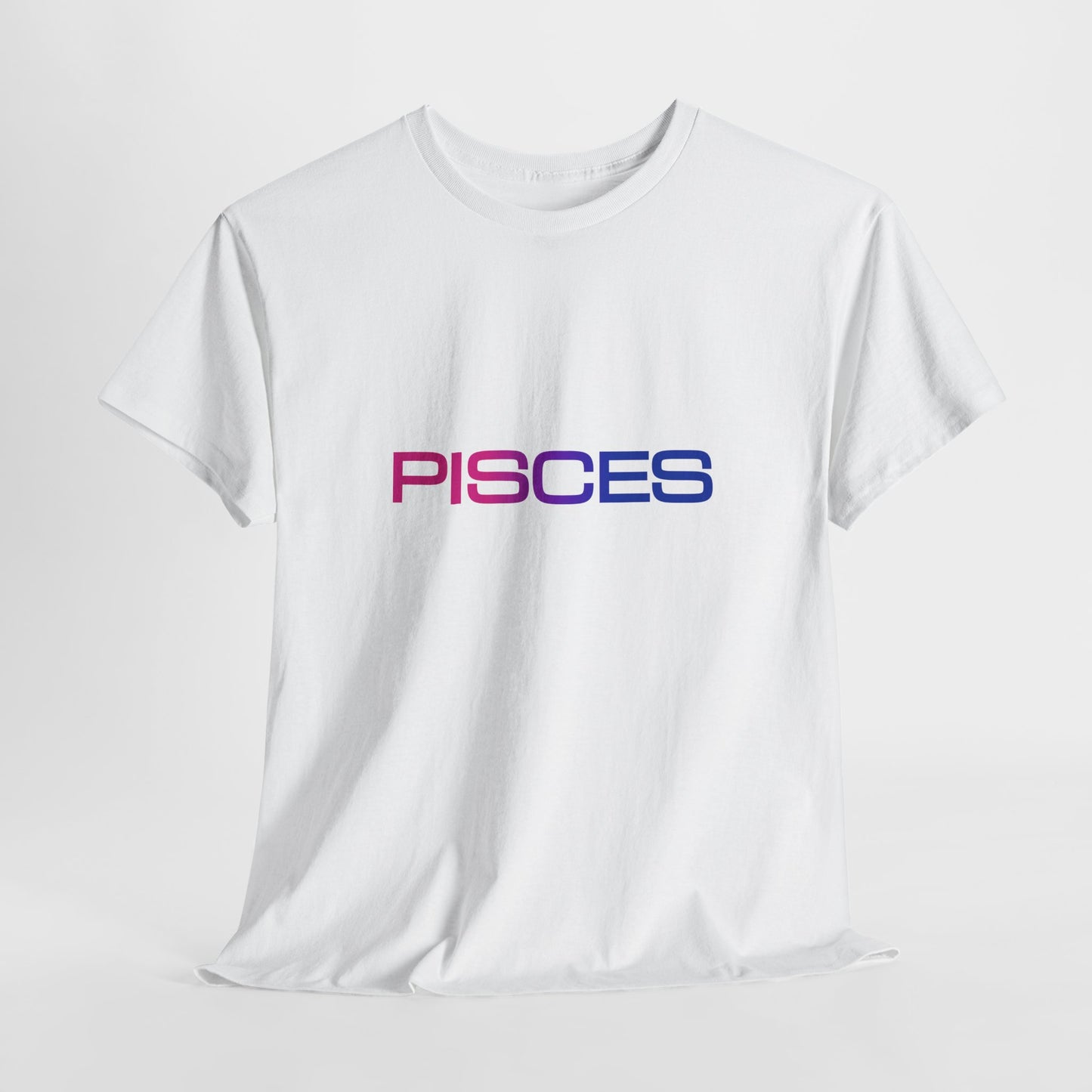 Pisces Zodiac Heavy Cotton Tee | Unisex Astrology Shirt, Bisexual Flag Colors, Text Only