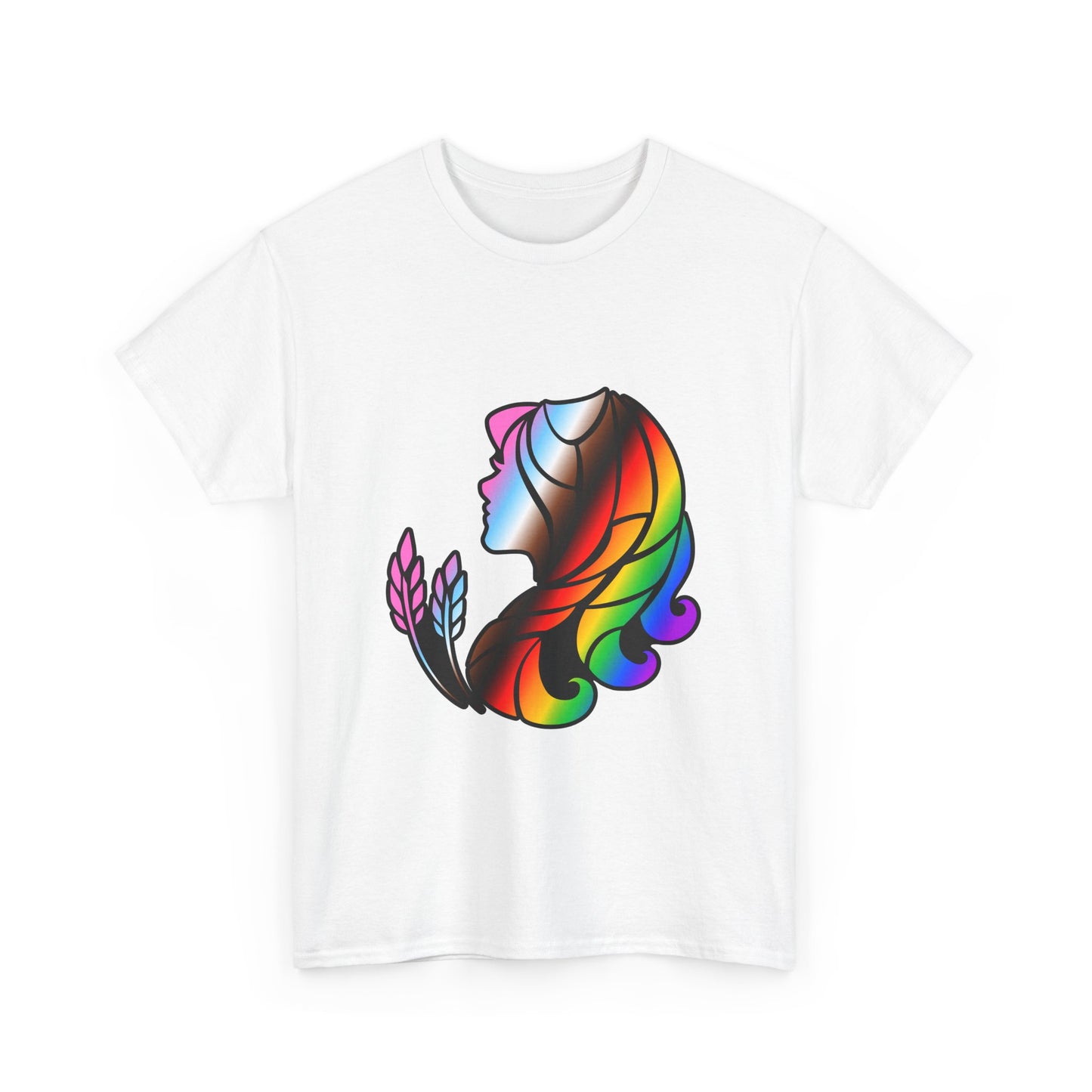 Virgo Zodiac Heavy Cotton Tee | Unisex Astrology Shirt, Progress Pride Flag Colors, Image Only